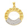 Rack Plating Brass Micro Pave Cubic Zirconia Pendants KK-M021-07G-02-1