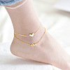 Love Heart 304 Stainless Steel Double Layer Anklets for Women FS-WG96390-01-3