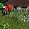 8 Style Plastic Tree & Grass & Fences & Street Lamp & Bench Model AJEW-CA0001-63-5