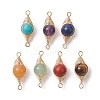 7Pcs 7 Styles Natural & Synthetic Mixed Gemstone Copper Wire Wrapped Connector Charms PALLOY-JF02517-01-1