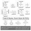 320Pcs 8 Style 304 Stainless Steel Charms STAS-DC0003-20-4