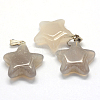 Star Natural Grey Agate Pendants G-Q367-01-2