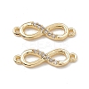 Brass Micro Pave Clear Cubic Zirconia Connector Charms KK-E068-VB388-2