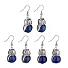 Natural Dyed Lapis Lazuli Owl Dangle Earrings EJEW-A092-08P-02-1
