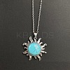 Synthetic Turquoise Sun Pendant Alloy Chain Vintage Necklaces WB3716-2-1