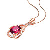 Teardrop 925 Sterling Silver Pave Natural Red Tourmaline Pendant Necklaces for Women FS-WG59C11-01-5