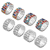 8Pcs 4 Styles Rhinestone Tennis Chains Stretch Ring for Women RJEW-HY0001-07B-1