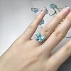 Adjustable Synthetic Turquoise with 925 Sterling Silver Finger Rings RJEW-C155-04-2