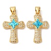 Rack Plating Brass Micro Pave Cubic Zirconia Pendants KK-P268-17A-G-1