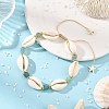 Ocean Natural Blue Apatite & Natural Cowrie Shell Braided Bead Anklets for Women AJEW-AN00845-1