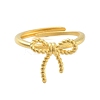 Bowknot Brass Adjustable Rings for Women RJEW-L120-016G-01-2