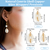 30Pcs 3 Styles Natural Cowrie Shell Copper Wire Wrapped Pendants FIND-BBC0001-76-2