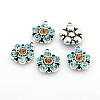 Antique Silver Plated Alloy Rhinestone Flower Pendants LS-ALRI-N016-04-2