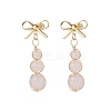 Natural Rose Quartz Bowknot with Round Dangle Stud Earrings EJEW-JE06780-01-2