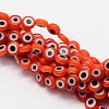 Handmade Evil Eye Lampwork Flat Round Bead Strands LAMP-L058-6mm-08-1