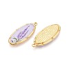 Printed Style 304 Stainless Steel Oval with Flower Pattern Pendants STAS-T071-27E-G-2
