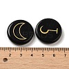 13Pcs Flat Round Natural Obsidian Rune Stones G-K335-08A-3