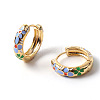 Flower Enamel Hoop Earrings EJEW-G290-03G-D-3