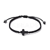 2Pcs Synthetic Turquoise & Hematite Braided Bracelets for Couple BJEW-JB11339-3