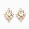 Brass Clear Cubic Zirconia Links connectors LS-ZIRC-Q021-046G-NF-1