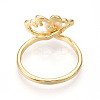 Flower Brass Finger Rings RJEW-N049-01G-3