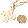 Alloy Textured Cross Pendant Ring Link Chain Necklaces for Women LS-NJEW-B120-03-6