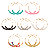 7 Pairs 7 Colors Glass Round Braided Beaded Hoop Earrings EJEW-AN0002-21-1