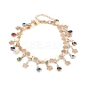 Alloy Crystal Rhinestone Disc Resin Evil Eye Tassel Double Layer Anklets for Women LS-AJEW-A069-02G-2