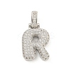 Brass Micro Pave Clear Cubic Zirconia Pendants KK-B099-01P-R-1