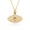 Brass Micro Pave Clear Cubic Zirconia Pendants Necklaces for Women LS-NJEW-B092-02G-1
