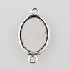 Tibetan Style Alloy Flat Oval Cabochon Connector Settings TIBE-M022-06AS-5