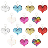 14Pcs 7 Colors PVC Reflective Sequin Heart Pendant Keychain KEYC-YW0001-27-1
