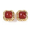 Brass Pave Natural Carnelian(Dyed & Heated) Beads KK-U043-38G-01-2