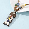 Ceramic Fish Pendant Adjustable Waxed Cord Necklaces for Women NJEW-B146-02-4