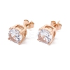6 Pairs Cubic Zirconia Flat Round Stud Earrings EJEW-G291-05D-M-5