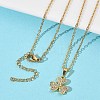 Brass Micro Pave Clear Cubic Zirconia Pendant 304 Stainless Steel Chain Necklaces for Women NJEW-D341-12B-G-1