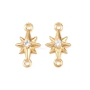 Brass Pave Clear Cubic Zirconia Connector Charms KK-H524-14G-1