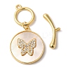 Brass Micro Pave Clear Cubic Zirconia Toggle Clasps KK-N254-92G-1