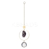 3Pcs Nuggets Natural Amethyst & Fluorite & Rose Quartz & Glass Round Hanging Suncatchers HJEW-JM04660-3