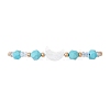 Synthetic Turquoise & Natural Freshwater Shell Moon Charm Bracelets BJEW-MZ00303-01-2