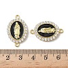 Brass Micro Pave Clear Cubic Zirconia Enamel Oval with Virgin Mary Connector Charms KK-L243-11G-B-4