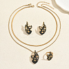 201 Stainless Steel Mask Stud Earrings & Pendant Necklaces & Rings Sets for Women AB3701-5