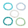 5Pcs 5 Color Spray Painted Crackle Glass Beads Stretch Bracelets for Men Women BJEW-MZ00202-4