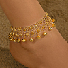Bohemian Ethnic Style Brass Bell Charm Anklets with Tassels for Women AN9396-1