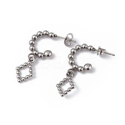 Non-Tarnish 304 Stainless Steel Hollow Out Rhombus Dangle Stud Earrings for Women EJEW-I284-21P-1