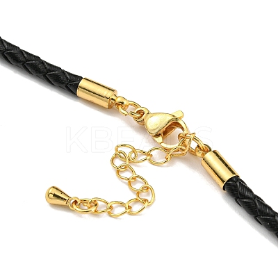 Leather Braided Cord Link Bracelets MAK-K022-01G-12-1