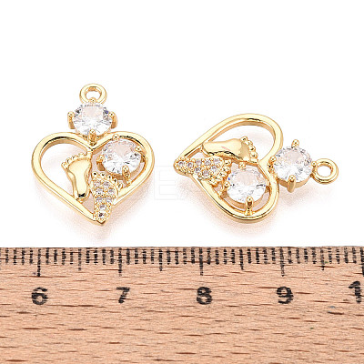 Brass Micro Pave Clear Cubic Zirconia Pendants KK-T077-35G-1