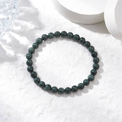 Natural Black Jade Beads Stretch Bracelets for Women BJEW-TA00603-1