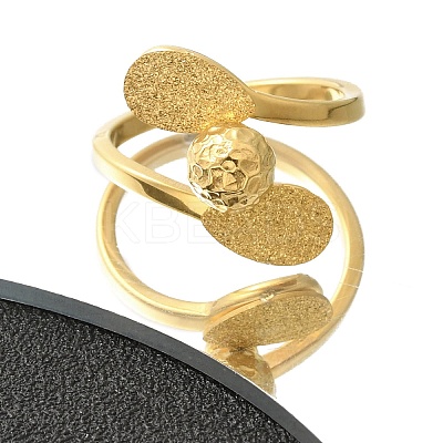 Textured Teardrop 304 Stainless Steel Finger Ring for Women RJEW-L126-16B-G-1