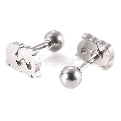 Tarnish Resistant 201 Stainless Steel Barbell Cartilage Earrings LS-EJEW-R147-02-1